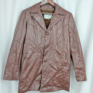 Vintage Car Coat Style Men's Leather Jacket Small